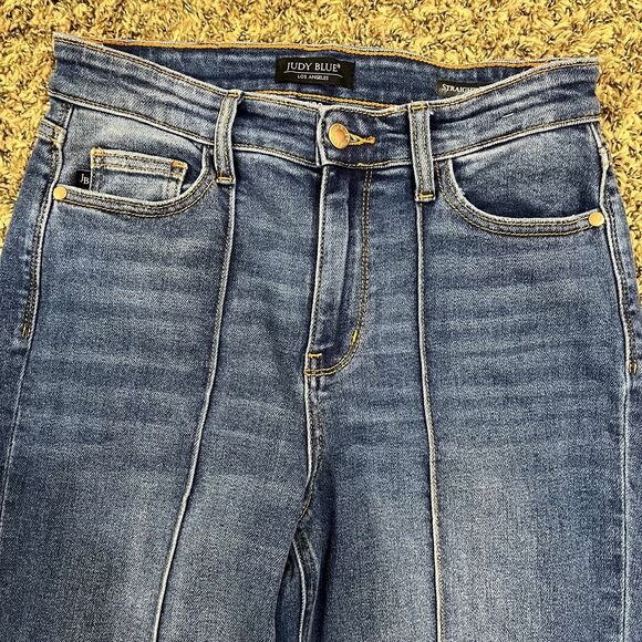 Judy Blue Front Seam Cuffed Straight Leg Jeans High Waist size 28 - Picture 4 of 9